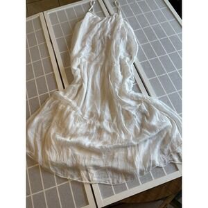 Bellambra Made in Italy Etheral White Silk Blend Tiered Maxi Dress Size M